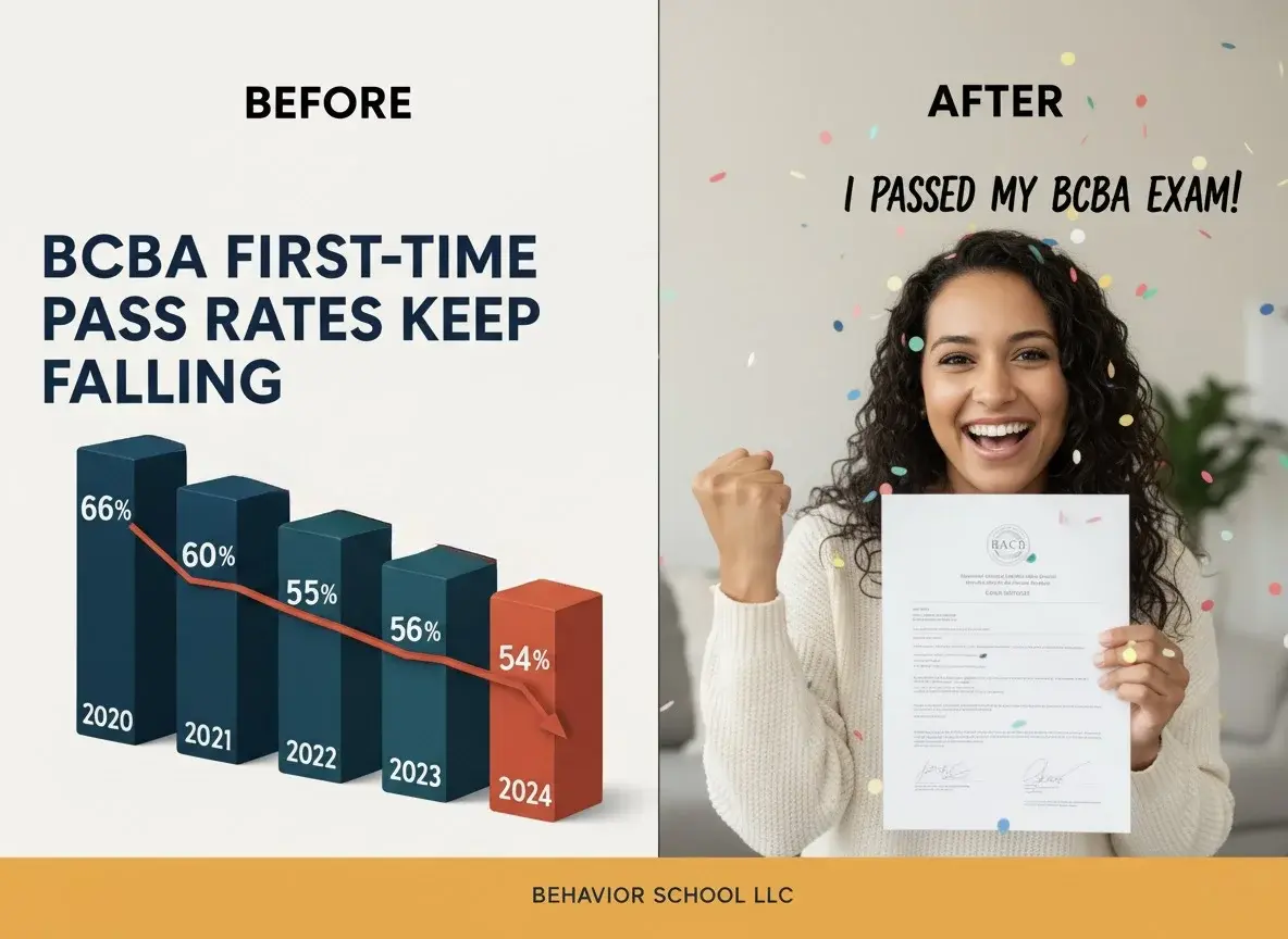 Before and after using Behavior Study Tools - BCBA exam prep transformation